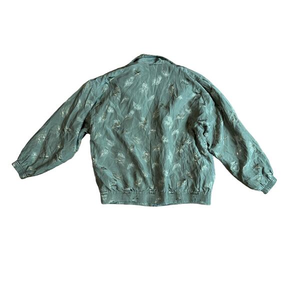 Mureli VINTAGE 100% Silk Green Gold Leaf design jacket & pant windsuit MEDIUM - Picture 6 of 13